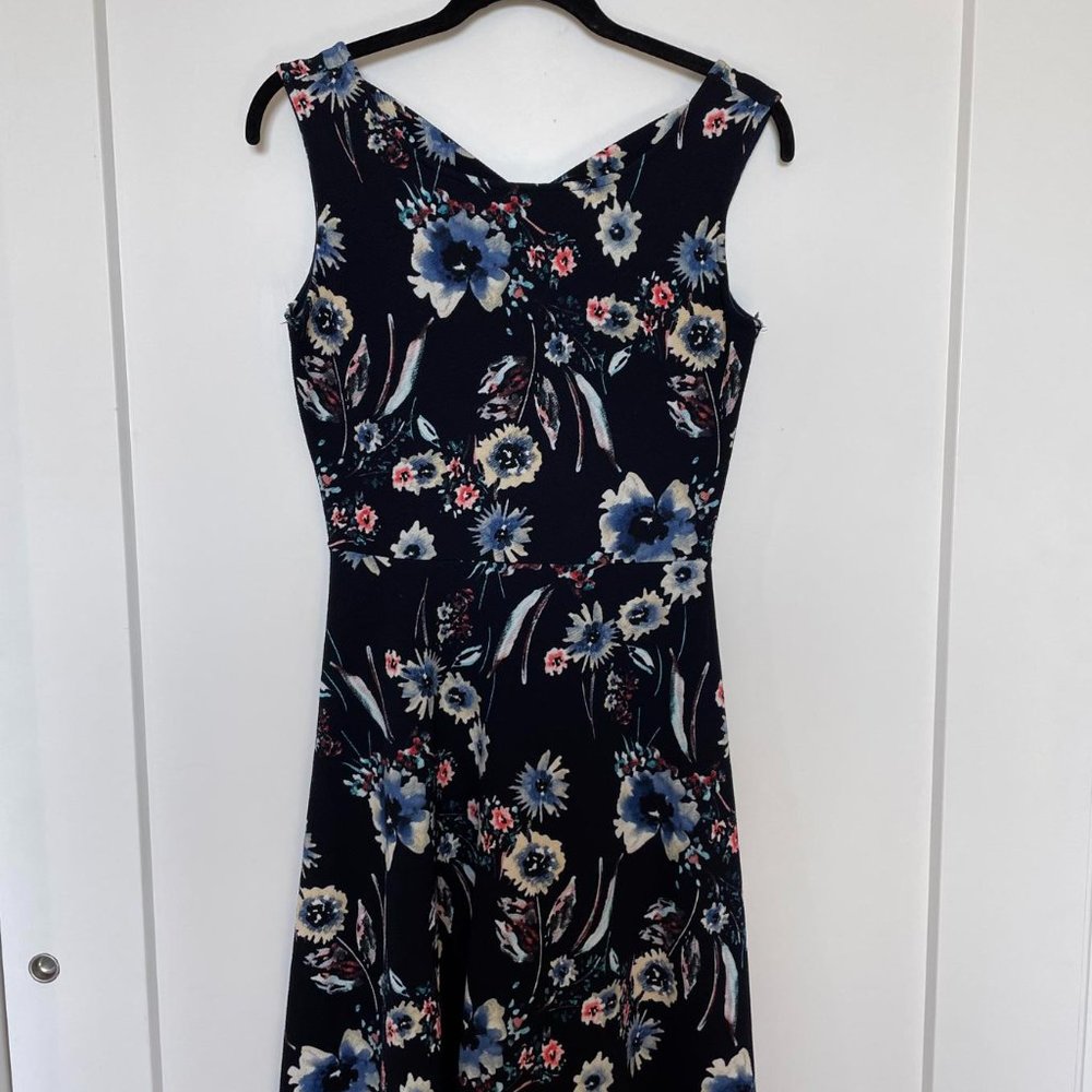 Kaileigh Cross back black floral dress S